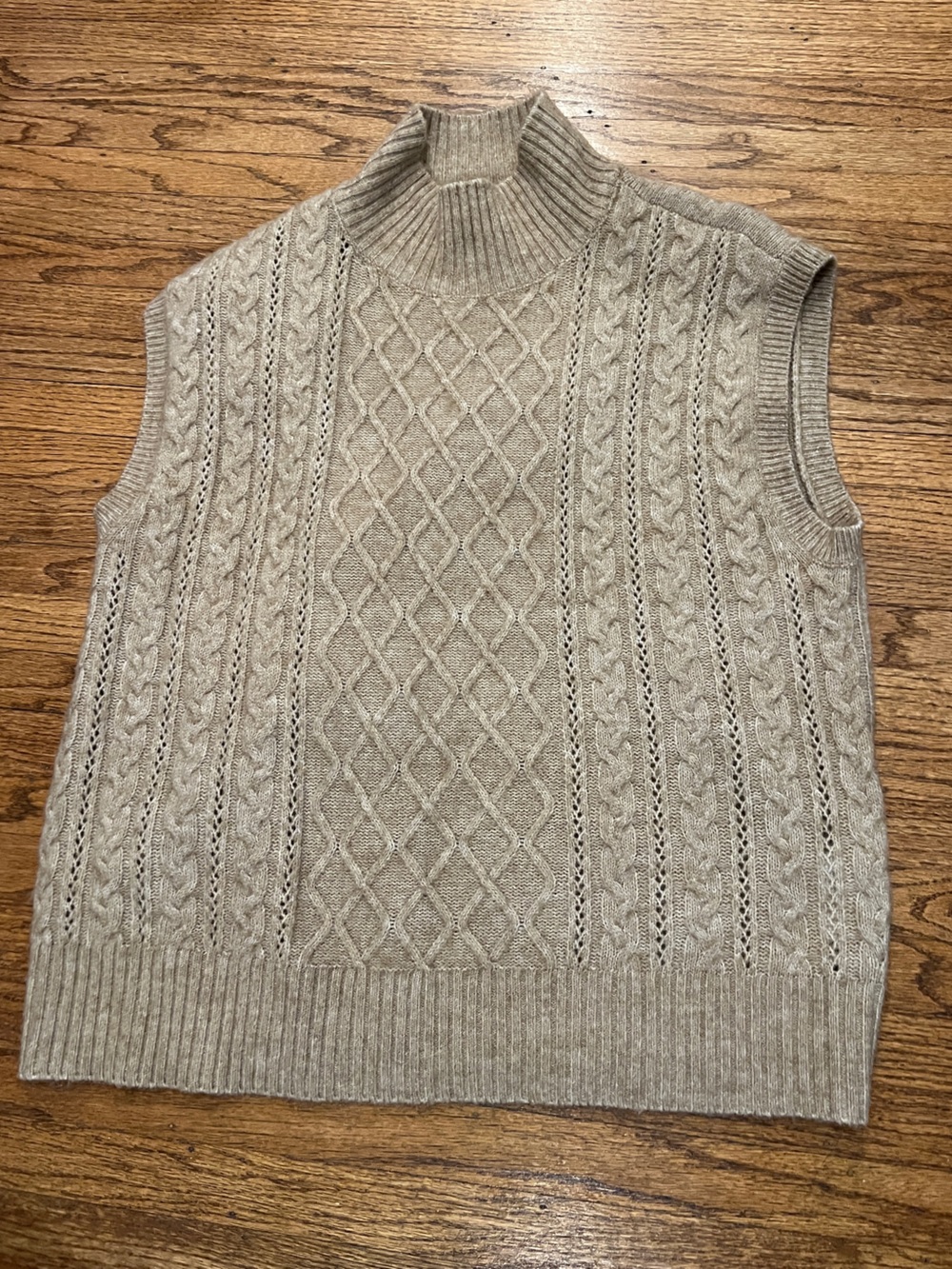 Vero Moda Taupe Cable Knit Turtleneck Sweater Vest
